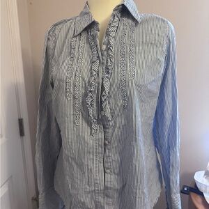 American eagle Blue and White Striped Button-Up Shirt​